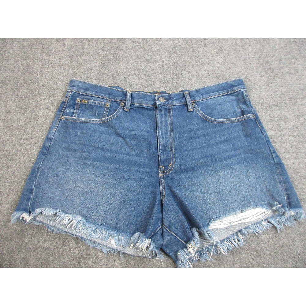 Polo Ralph Lauren Denim Shorts Womens 33 Blue Sophia Cut Off Distressed Frayed